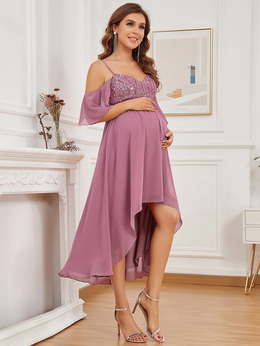 Sequins Spaghetti Strap Midi Maternity ...